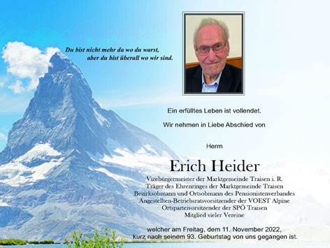 Wir trauern um Erich Heider 