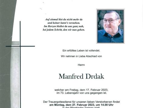 Wir trauern um Manfred Drdak