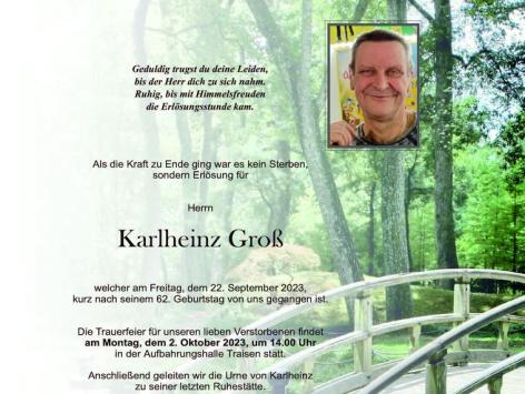 Wir trauern um Karlheinz Groß
